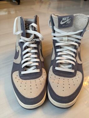 Nike Air High-Top Sneakers in Gray and Cream